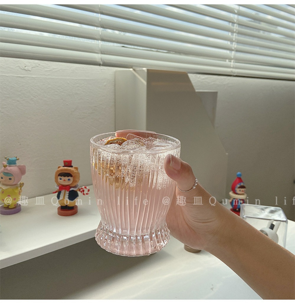 플리츠 투명 유리컵(할인상품)