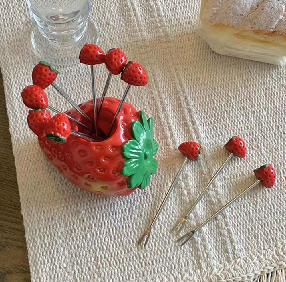 [선주문] 딸기 포크 꽂이set